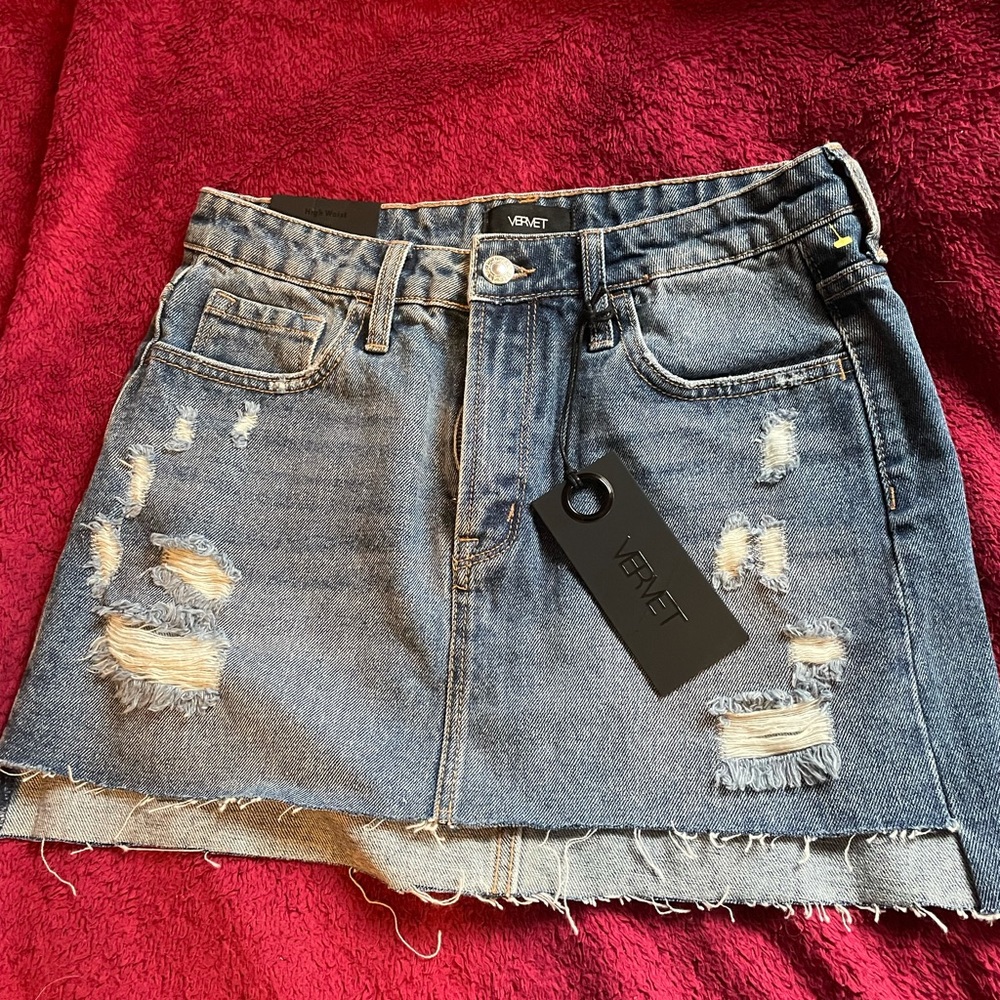vervet high waisted denim mini skirt